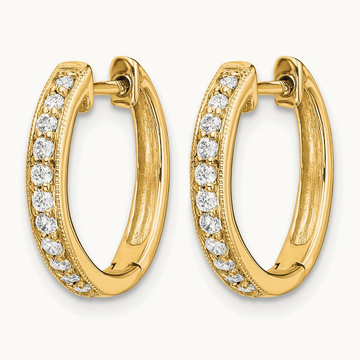 Diamond Hinged Hoop Earrings — 14K Yellow Gold