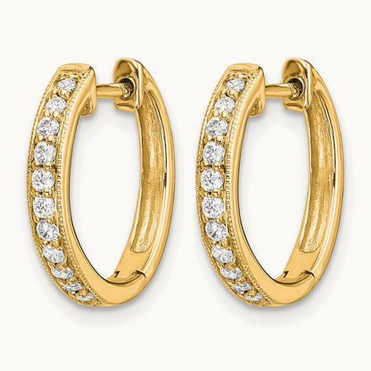 Diamond Hinged Hoop Earrings — 14K Yellow Gold