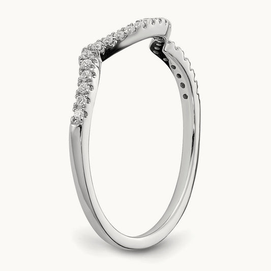 Diamond Contoured Wedding Band, 14K White Gold