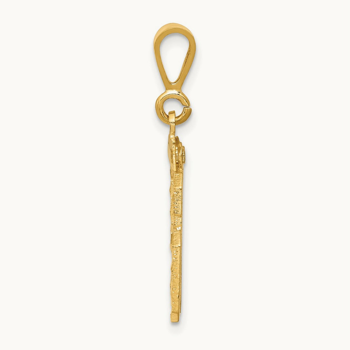 Small Brushed Diamond-cut Number 96 Charm, 14K