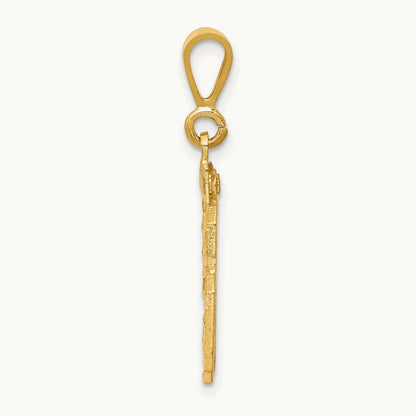Small Brushed Diamond-cut Number 96 Charm, 14K