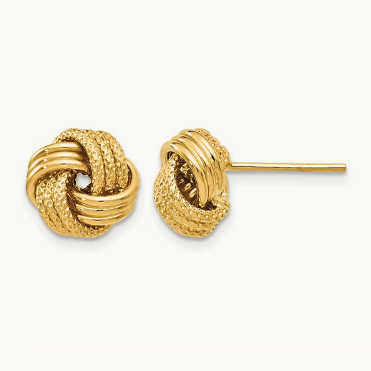 Polished Textured Love Knot Earrings, 14K — Leslie's