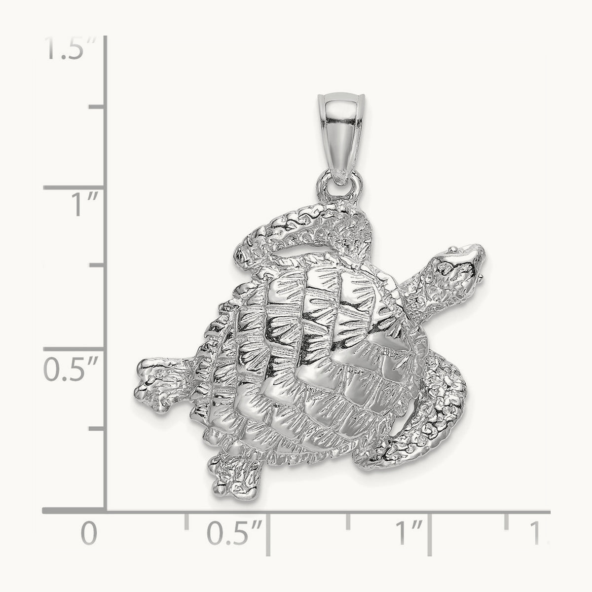 Textured Sea Turtle Charm — 14K White Gold
