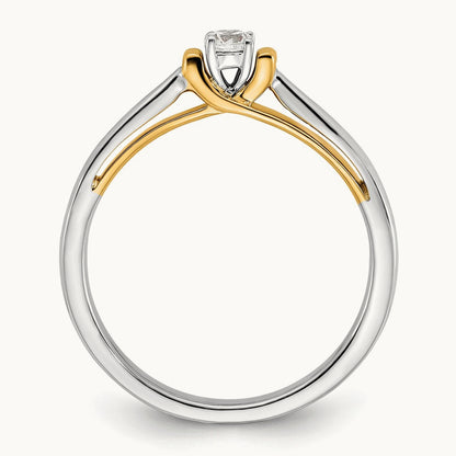 First Promise Polish Comp. Round Dia. Prom/Engagement Ring, 14K Two-tone