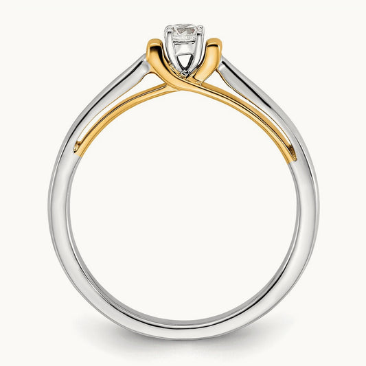 First Promise Polish Comp. Round Dia. Prom/Engagement Ring, 14K Two-tone