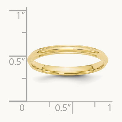 Half Round with Edge Band, 2.5mm, 10K Yellow Gold