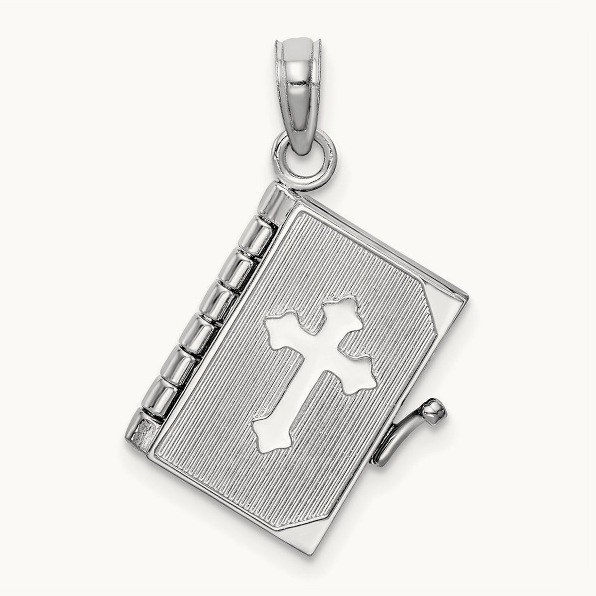 3D Lords Prayer Bible Pendant — 14K White Gold