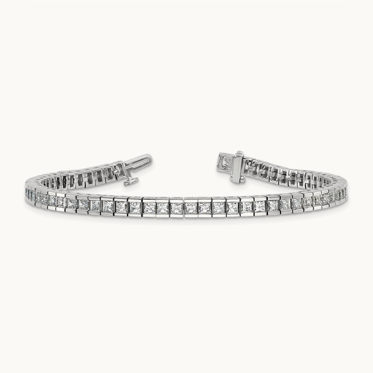 Princess Tennis Bracelet, 7.00 ct tw Lab-Grown Diamond — 14K White Gold