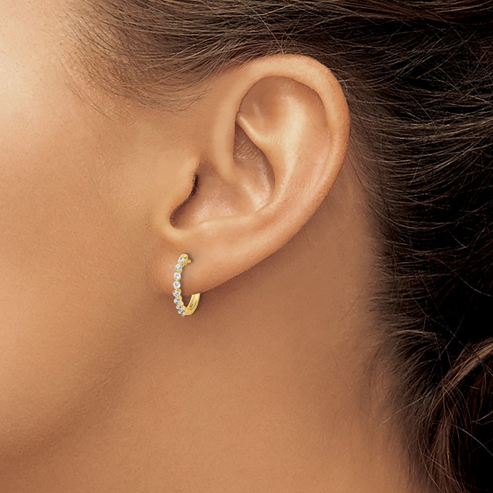 Diamond Hinged Hoop Earrings — 14K Yellow Gold