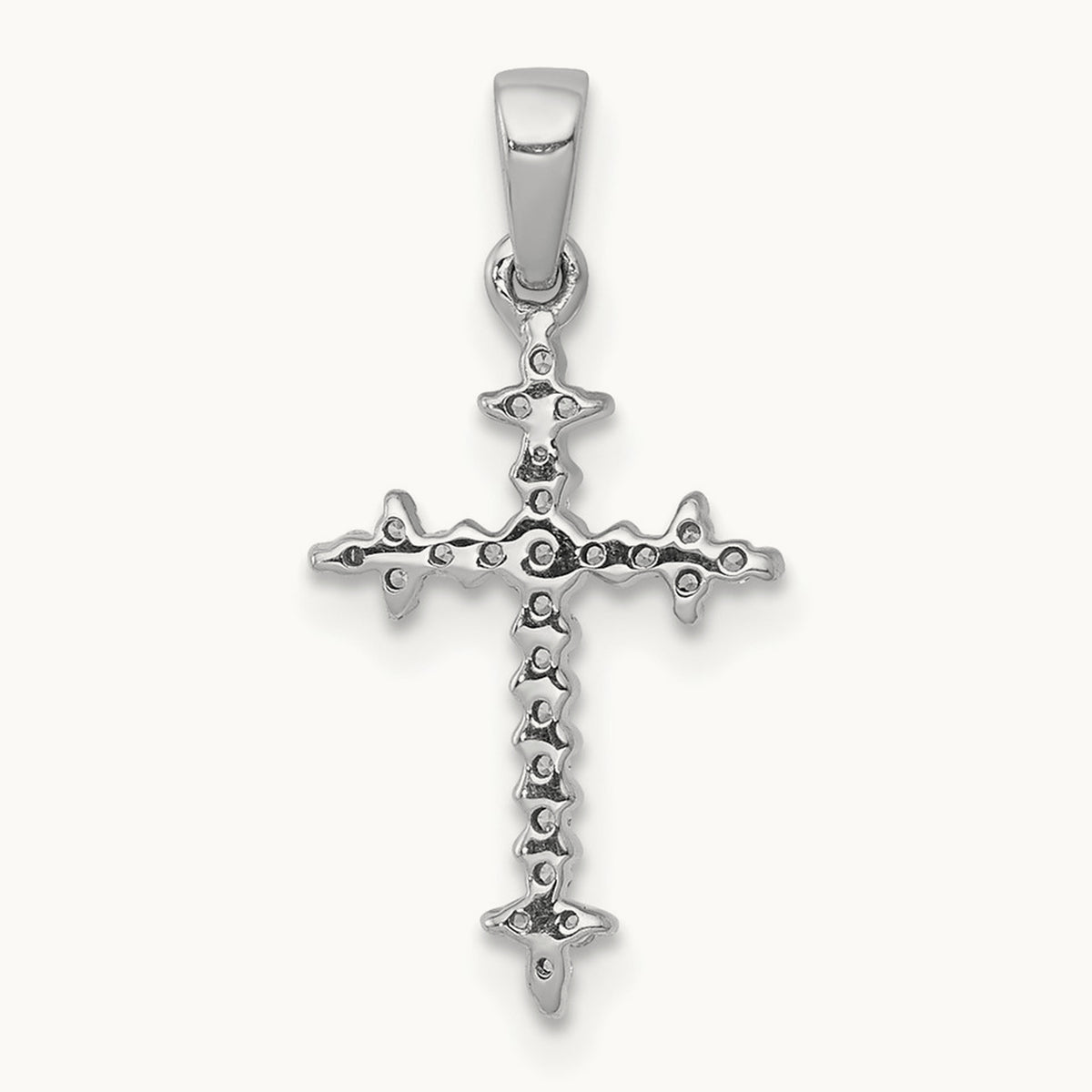 Fleur De Lis Cross Pendant, 0.10 ct tw Lab-Grown Diamond — 14K White Gold