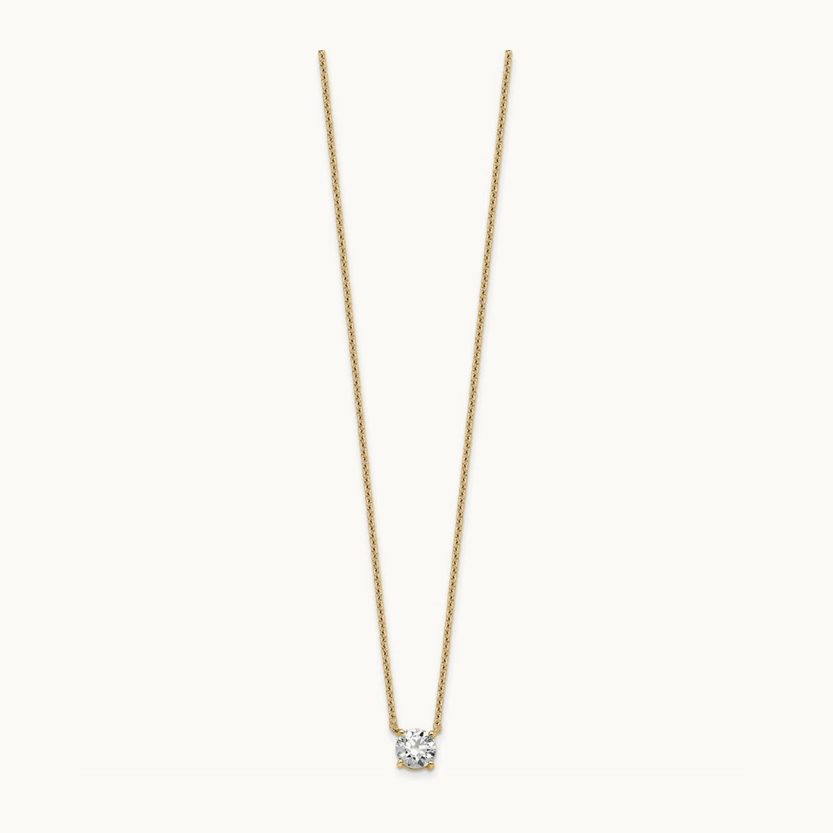 Four-Prong Solitaire Necklace, 0.50-4.00 ct tw Lab-Grown Diamond — 14K Yellow Gold