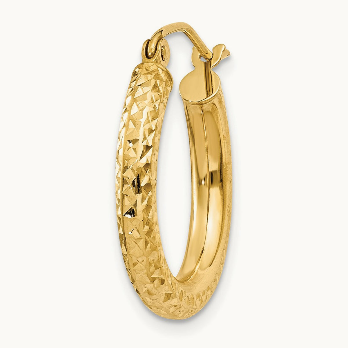 Single 14k Diamond-cut Round Hoop Earring, 3mm