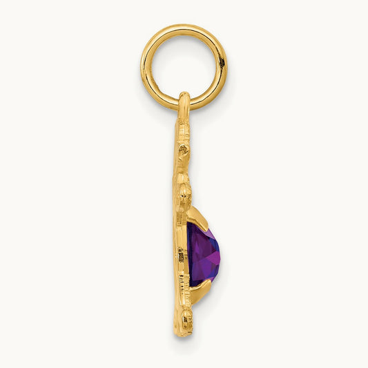 Girl 6x4 Oval Genuine Amethyst-February — 14K Yellow Gold