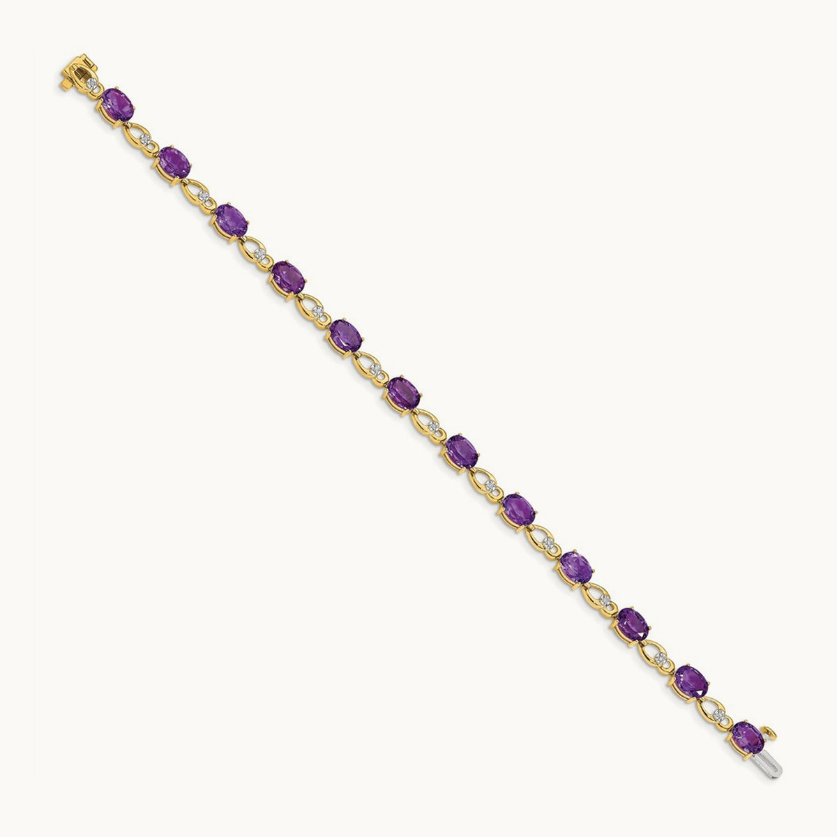 Amethyst and Diamond Bracelet — 14K Yellow Gold