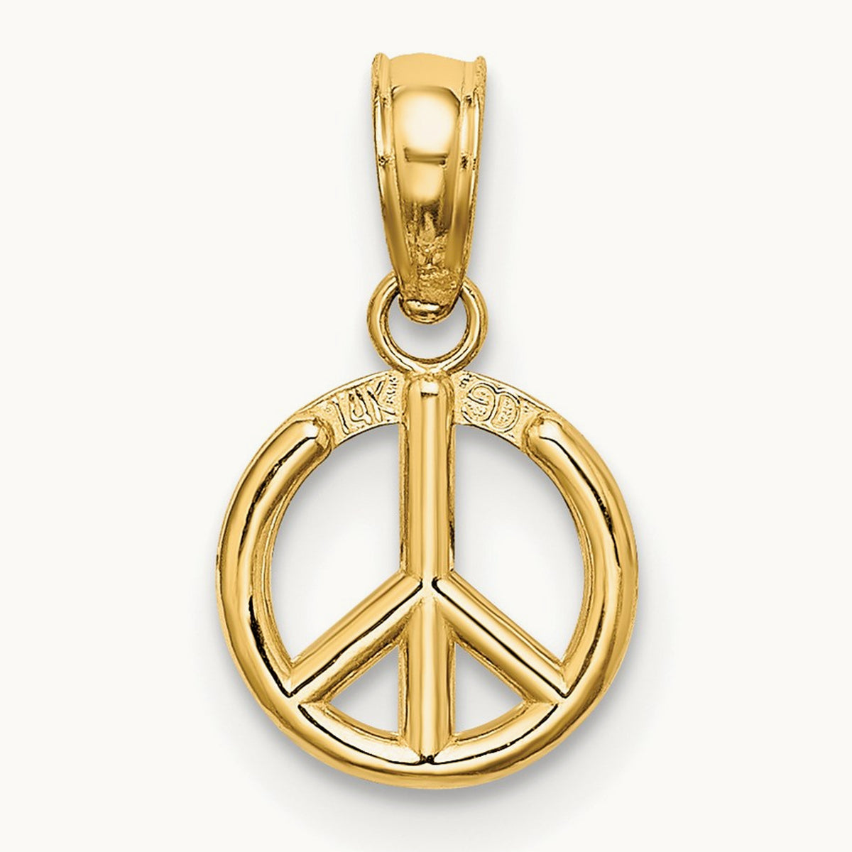 3-D Peace Symbol Charm — 14K Yellow Gold, 14mm