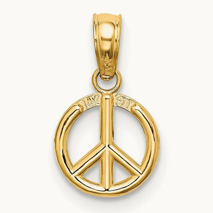 3-D Peace Symbol Charm — 14K Yellow Gold, 14mm