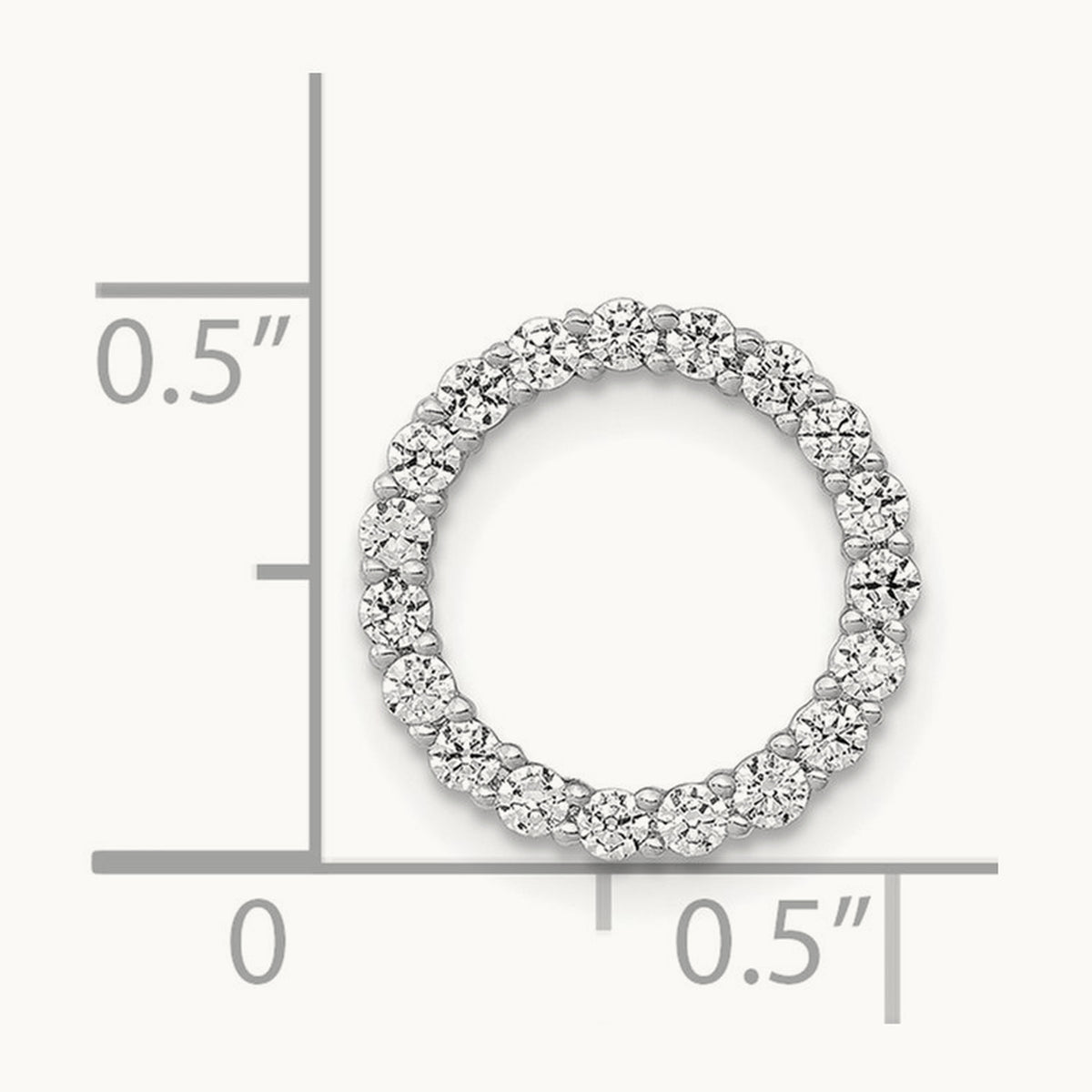 Diamond Circle Chain Slide — 14K White Gold, 15mm