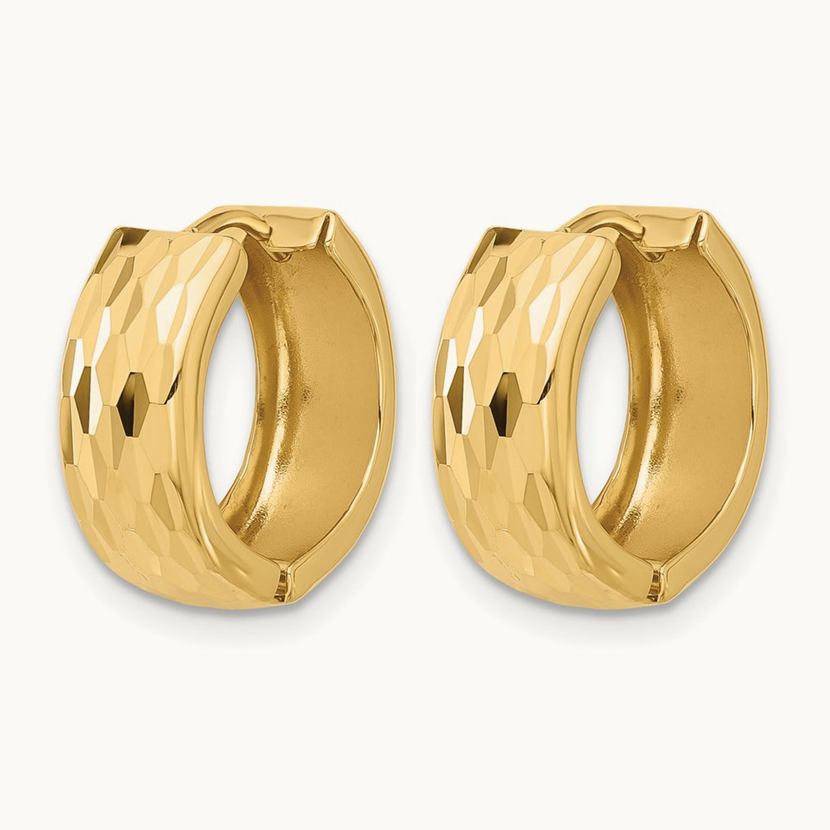 Diamond-Cut Hinged Huggie Earrings, 14K — Leslie's