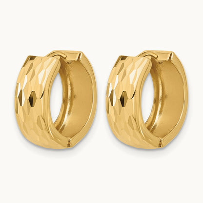 Diamond-Cut Hinged Huggie Earrings, 14K — Leslie's