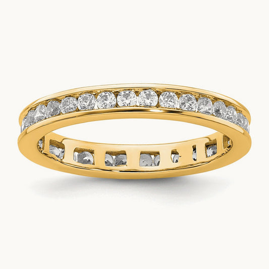 Polished Channel Set Diamond Eternity Band, 0.50 ct tw, 14K Gold — 14K Yellow Gold