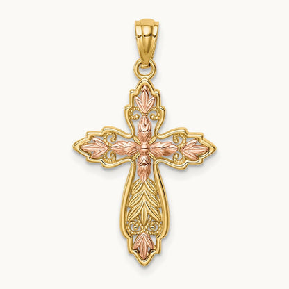 Cross Pendant, 14K Two-tone