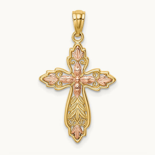 Cross Pendant, 14K Two-tone