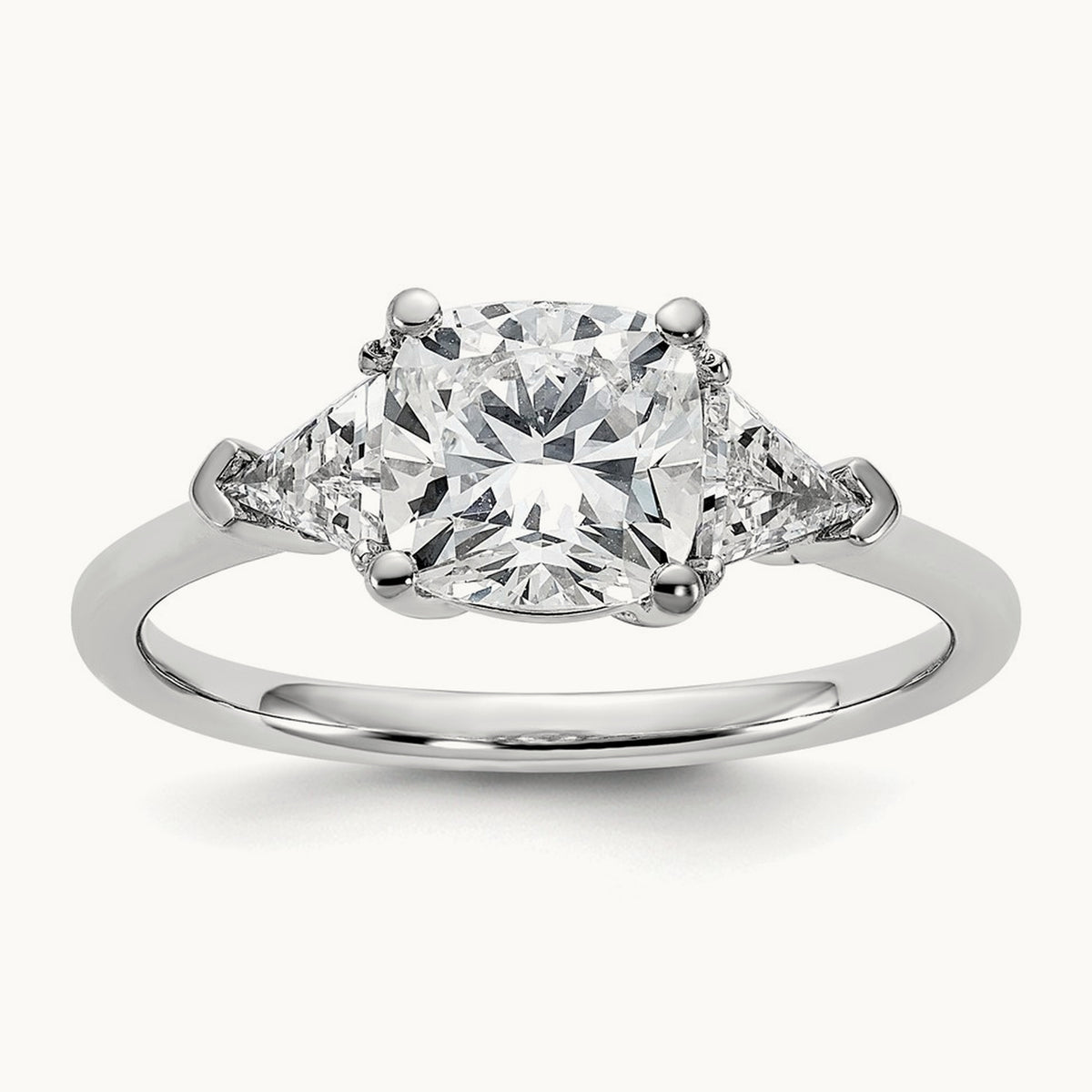 1/2ct Lab Grown Dia VS+ F+ Triangle 1 1/2ct Cushion Semi Eng Ring, 14K White Gold