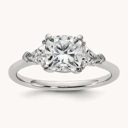 1/2ct Lab Grown Dia VS+ F+ Triangle 1 1/2ct Cushion Semi Eng Ring, 14K White Gold