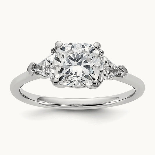 1/2ct Lab Grown Dia VS+ F+ Triangle 1 1/2ct Cushion Semi Eng Ring, 14K White Gold