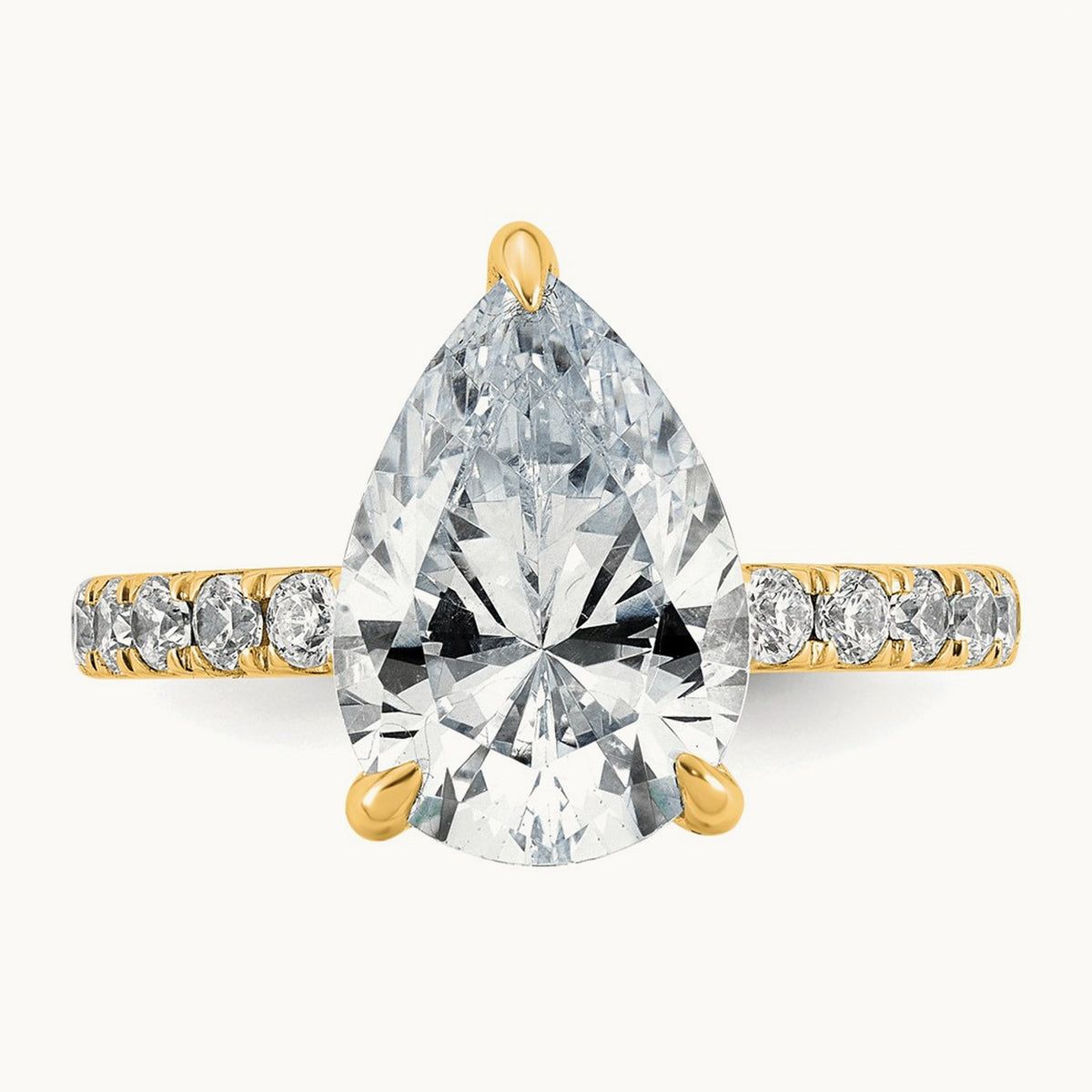 Pear Solitaire Engagement Ring, 1.25-4.75 ct tw Lab-Grown Diamond — 4 3/4 ct, 14K Yellow Gold