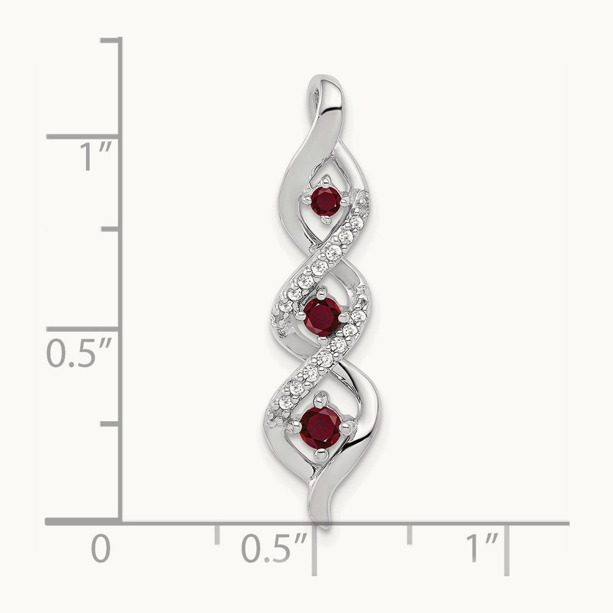 Created Ruby Twist Chain Slide Pendant, 0.07 ct tw Lab-Grown Diamond — 10K White Gold
