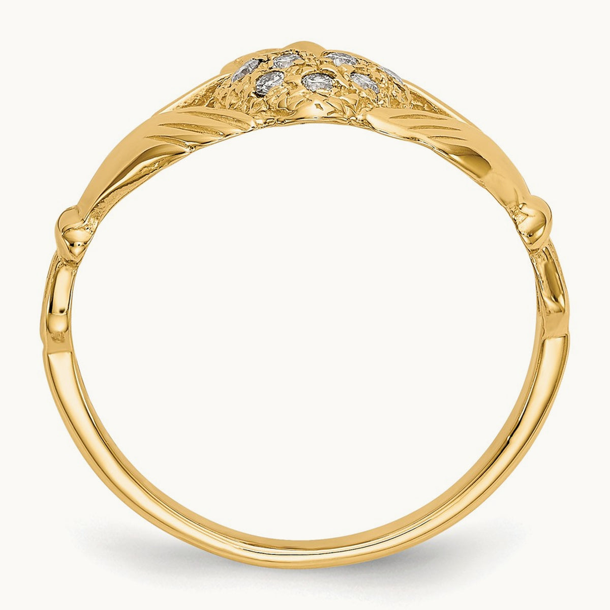 Diamond Claddagh Ring — 14K Yellow Gold