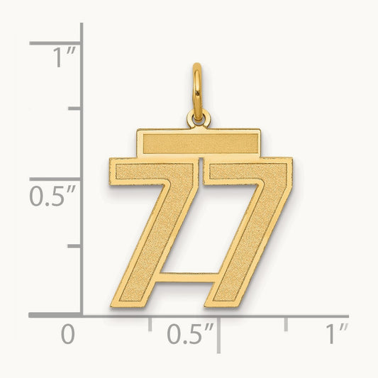 Medium Satin Number 77 Charm, 14K