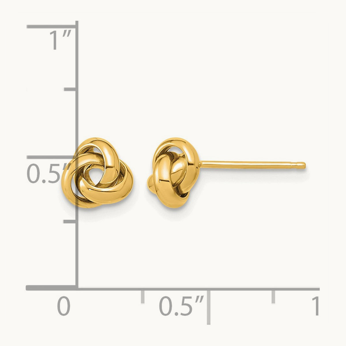 Polished Love Knot Post Earrings — 14K Yellow Gold, 6.8mm