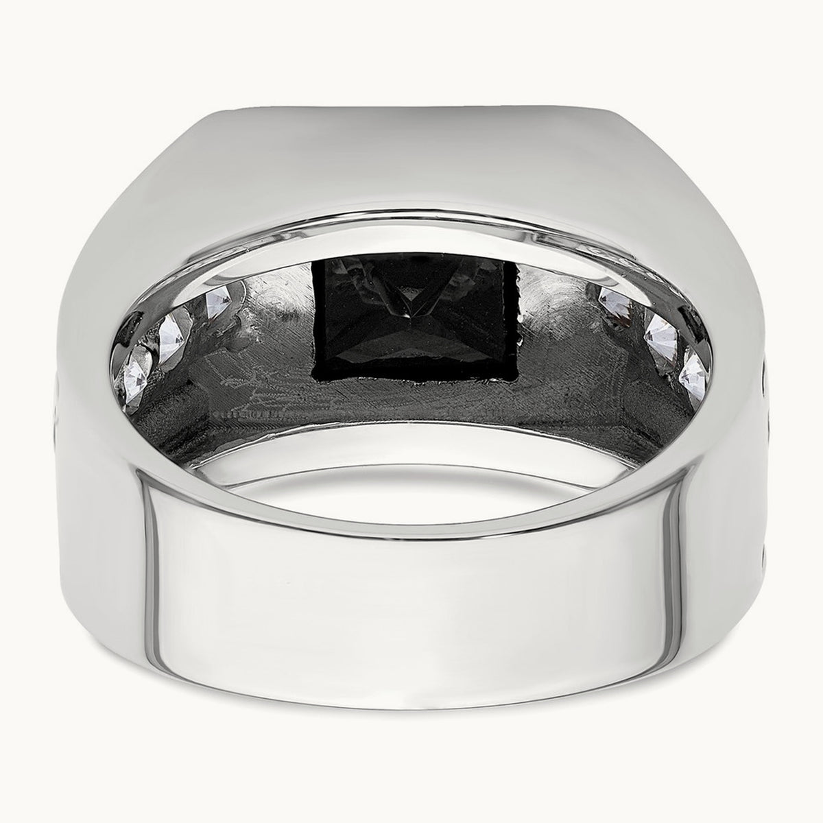 Black Rh & Onyx Ring, 1.25 ct tw Lab-Grown Diamond