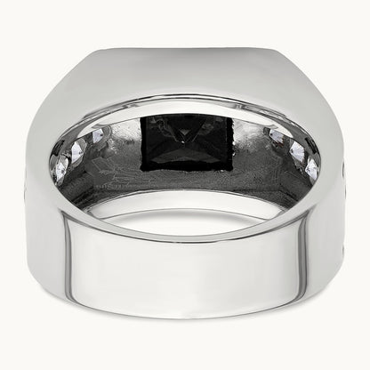 Black Rh & Onyx Ring, 1.25 ct tw Lab-Grown Diamond