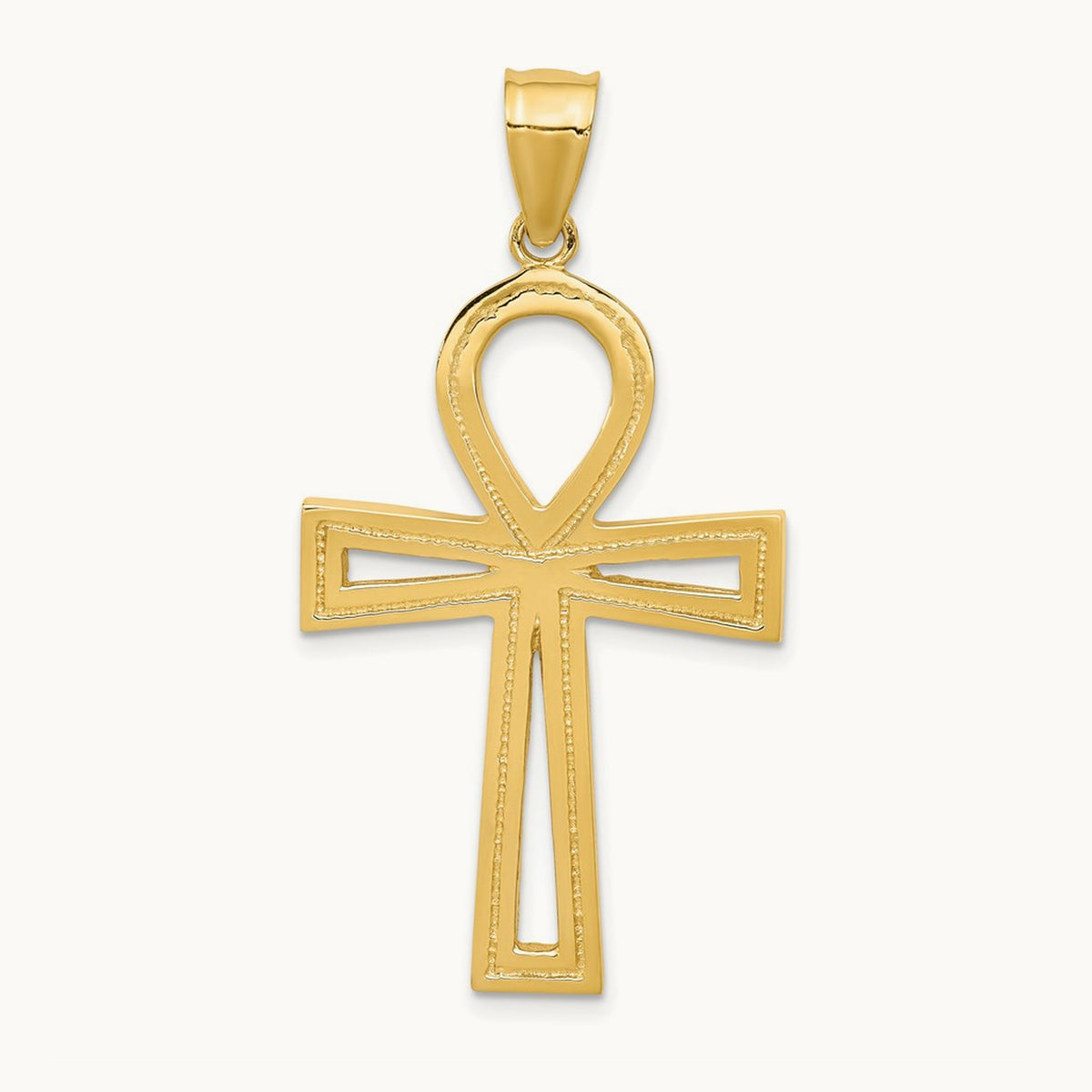 Ankh Cross Pendant — 14K Yellow Gold, 45mm