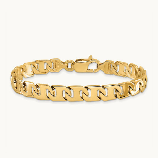 Hand-polished Fancy Link Bracelet, 8.3mm, 14K