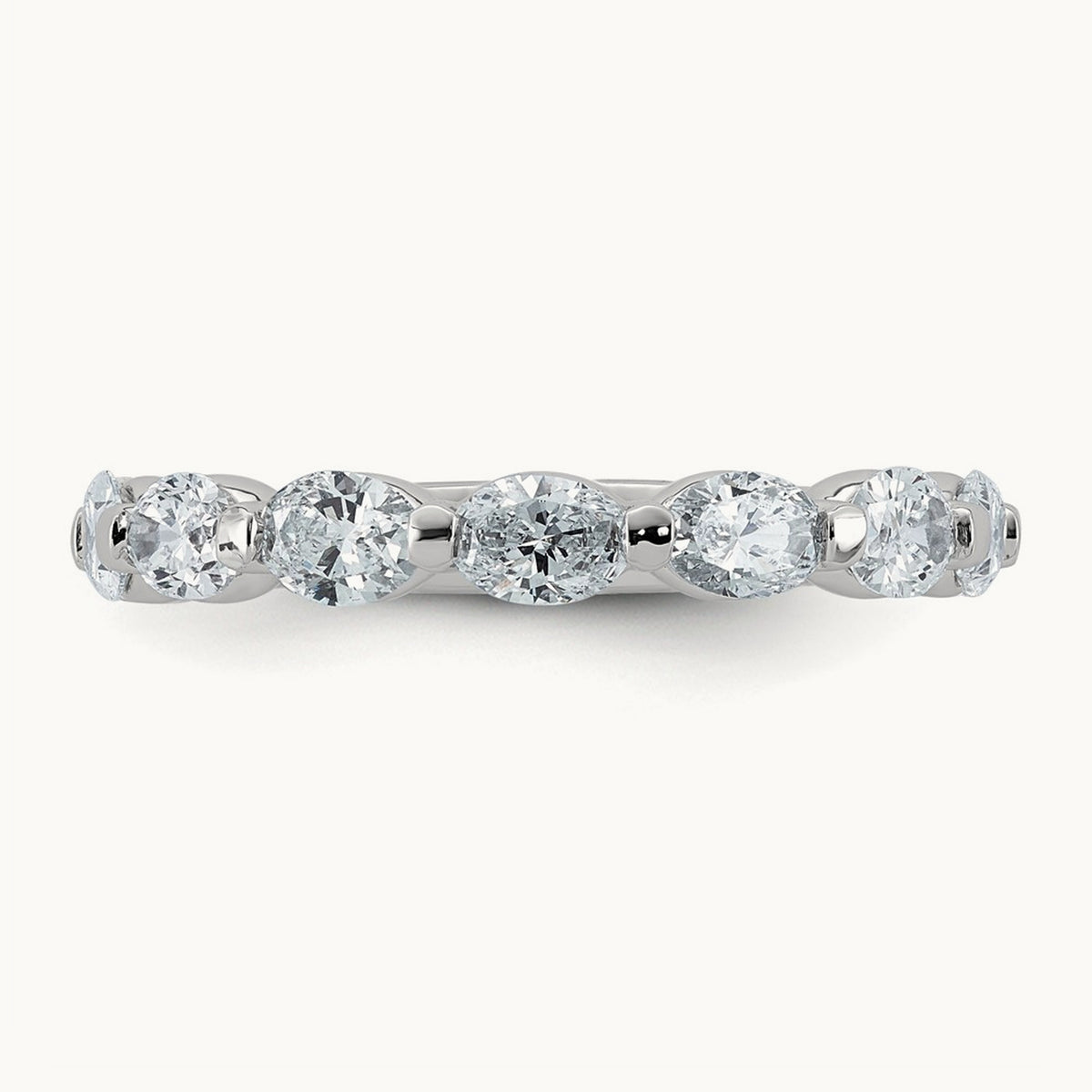 Oval Shape Stones Wedding Band, 1.25-1.75 ct tw Lab-Grown Diamond — 1 3/4 ct, 14K White Gold