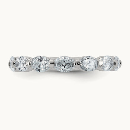 Oval Shape Stones Wedding Band, 1.25-1.75 ct tw Lab-Grown Diamond — 1 3/4 ct, 14K White Gold