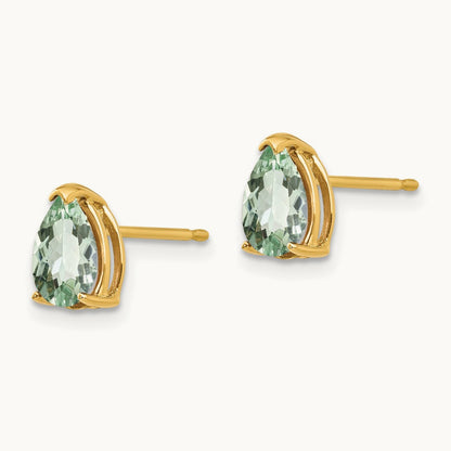7x5 Pear Green Quartz Earrings, 14K
