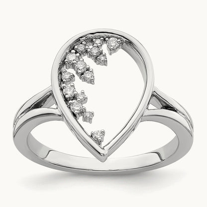 Polished Teardrop Diamond Ring, 14K White Gold