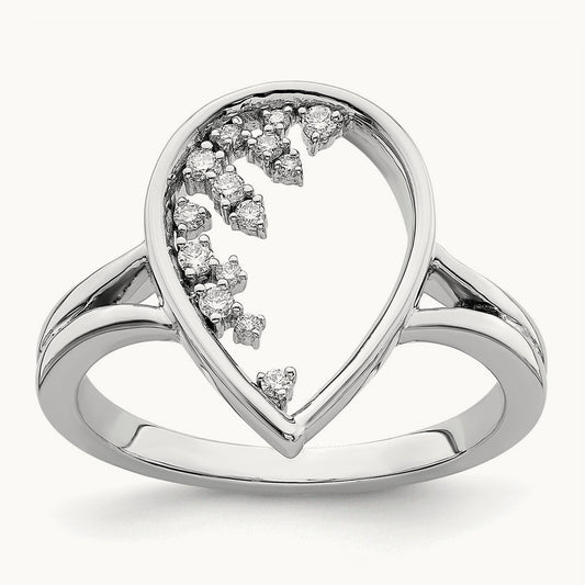 Polished Teardrop Diamond Ring, 14K White Gold