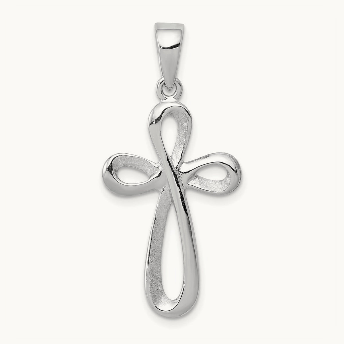 Polished Cross Pendant — 14K White Gold