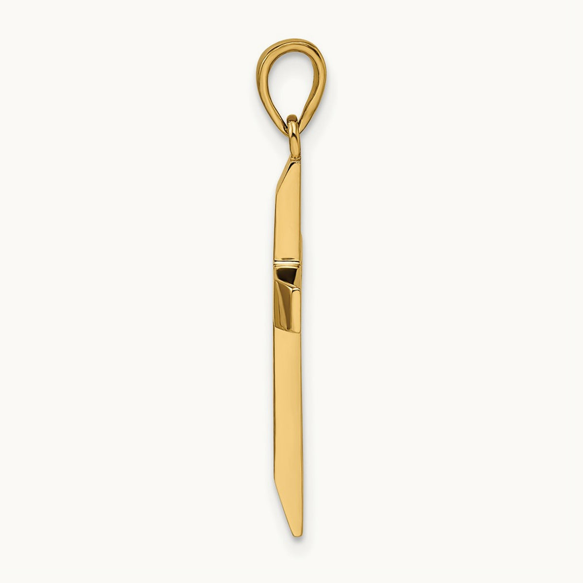 Satin/Polished Beveled Medium Latin Cross Pendant, 14K