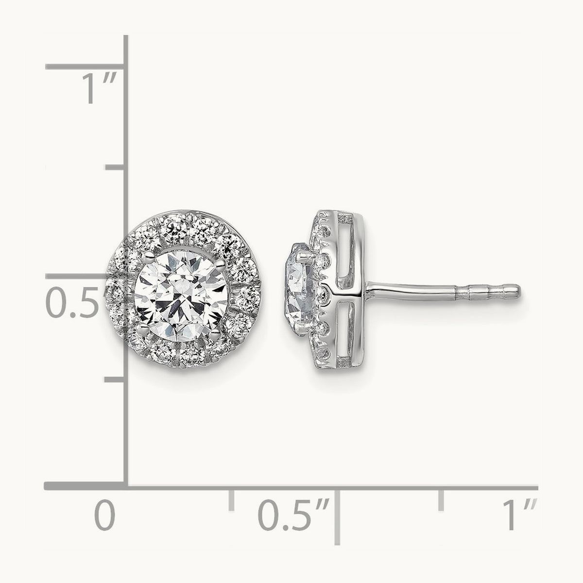 Round Halo Post Earrings, 0.50-7.50 ct tw Lab-Grown Diamond — 1 7/8 ct, 14K White Gold