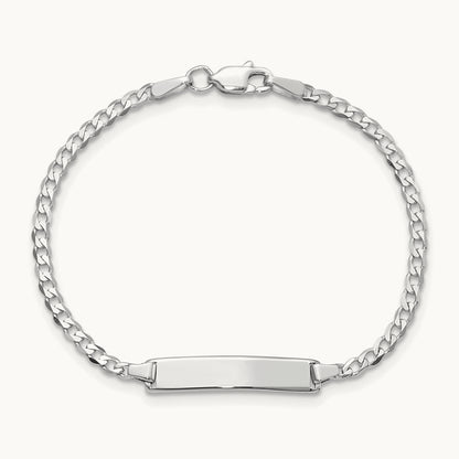 WG Flat Curb Link ID Bracelet, 14K