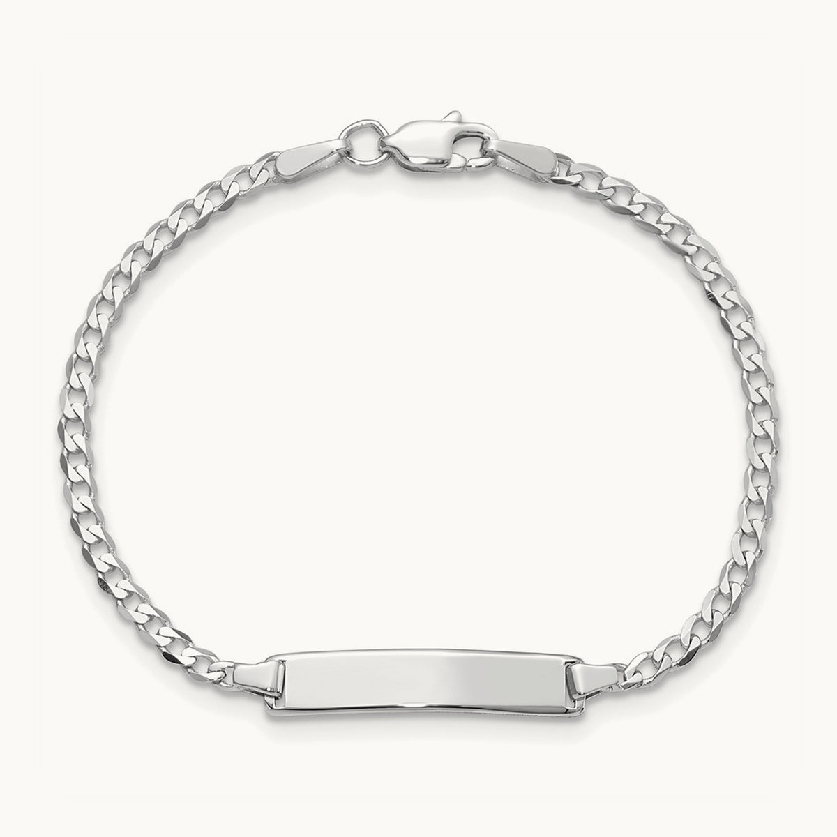 WG Flat Curb Link ID Bracelet, 14K