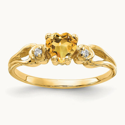Heart Citrine AA Diamond ring — photo set