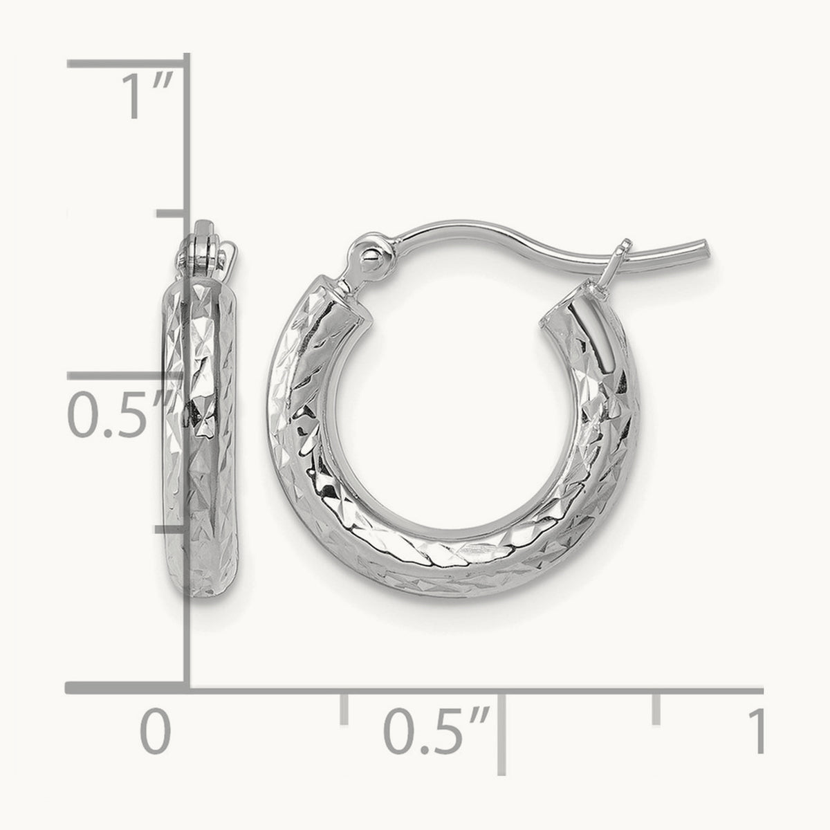 Diamond-cut Round Hoop Earrings — Leslie's